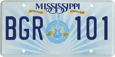 MS license plate BGR101