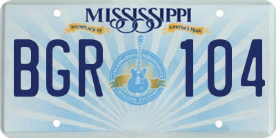 MS license plate BGR104