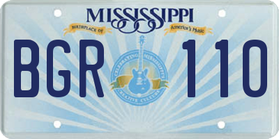 MS license plate BGR110