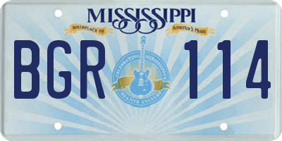 MS license plate BGR114