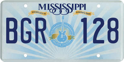 MS license plate BGR128