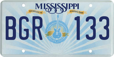 MS license plate BGR133
