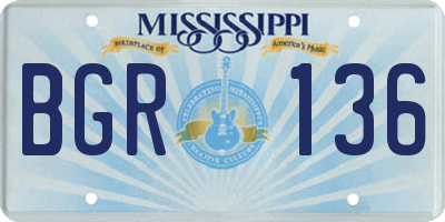 MS license plate BGR136
