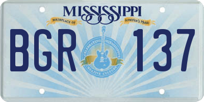 MS license plate BGR137
