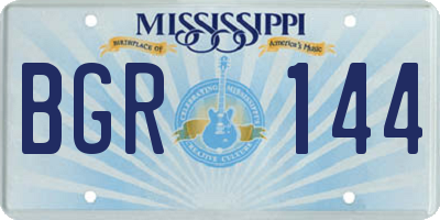 MS license plate BGR144