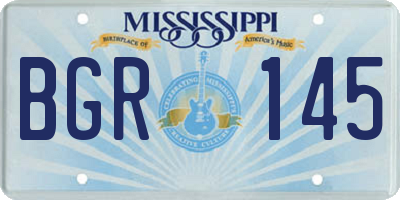 MS license plate BGR145