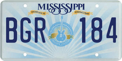 MS license plate BGR184