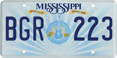 MS license plate BGR223