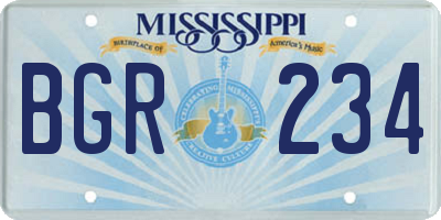 MS license plate BGR234