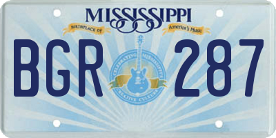 MS license plate BGR287