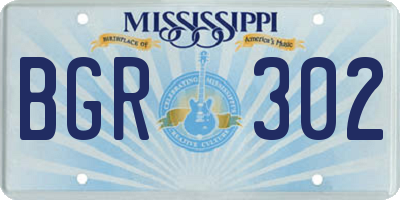 MS license plate BGR302