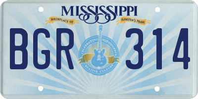 MS license plate BGR314