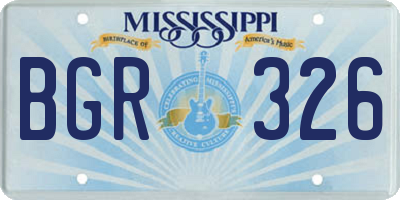 MS license plate BGR326
