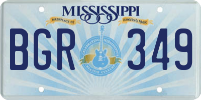 MS license plate BGR349