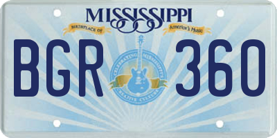 MS license plate BGR360