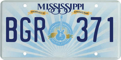 MS license plate BGR371