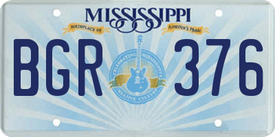 MS license plate BGR376