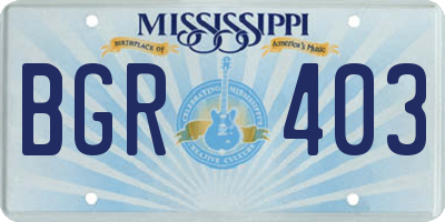 MS license plate BGR403