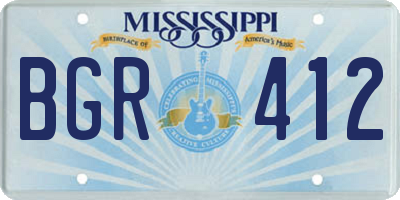 MS license plate BGR412