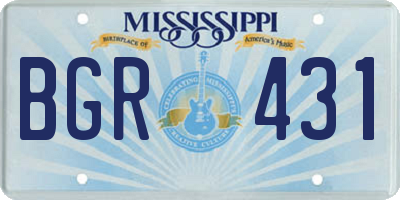 MS license plate BGR431