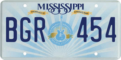 MS license plate BGR454