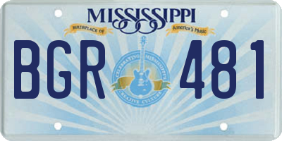 MS license plate BGR481