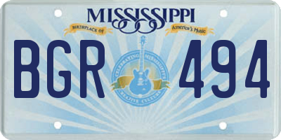 MS license plate BGR494