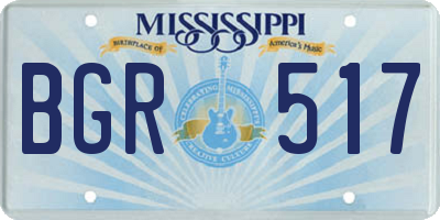 MS license plate BGR517