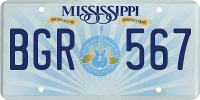 MS license plate BGR567