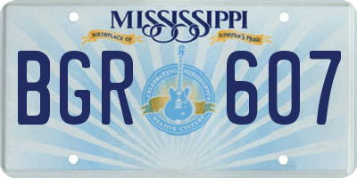 MS license plate BGR607