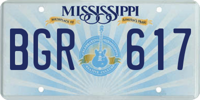 MS license plate BGR617