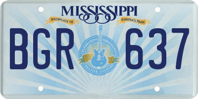MS license plate BGR637