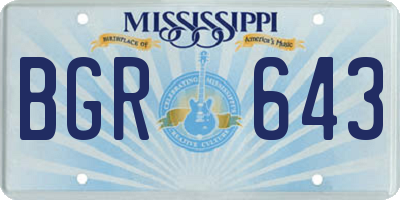 MS license plate BGR643