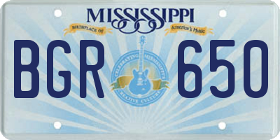 MS license plate BGR650