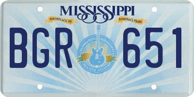 MS license plate BGR651