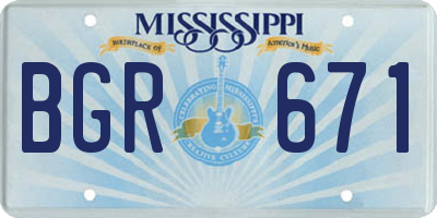 MS license plate BGR671
