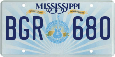 MS license plate BGR680