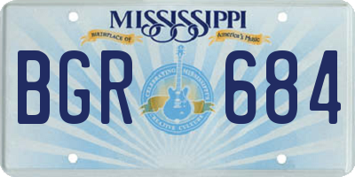 MS license plate BGR684