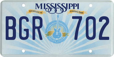 MS license plate BGR702