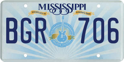 MS license plate BGR706