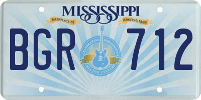 MS license plate BGR712
