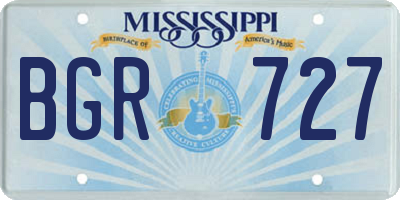 MS license plate BGR727