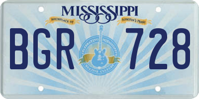 MS license plate BGR728