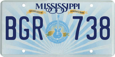 MS license plate BGR738