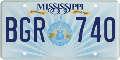 MS license plate BGR740