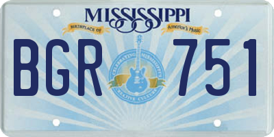 MS license plate BGR751