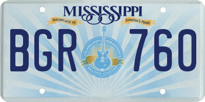 MS license plate BGR760