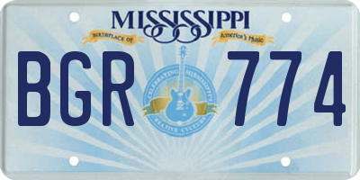 MS license plate BGR774