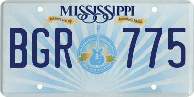 MS license plate BGR775