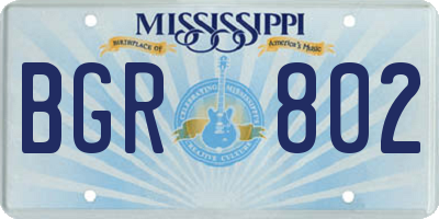 MS license plate BGR802